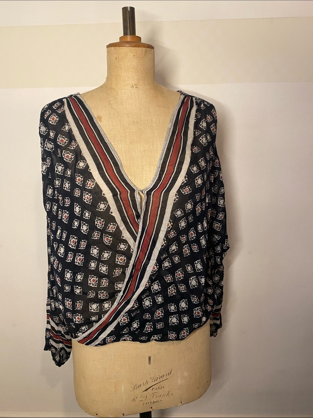 Free People Boho Gauze Wrap Top Sheer Lightweight Blouse Size S